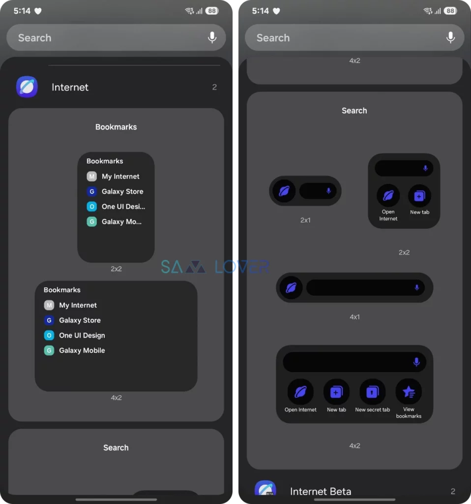 One UI 7 Internet Widget