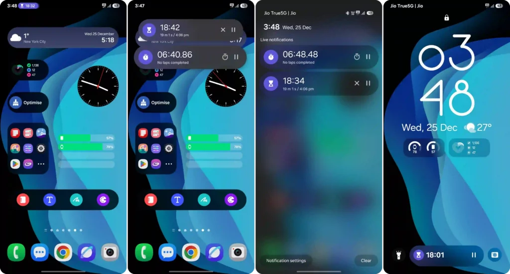Live notification functionality