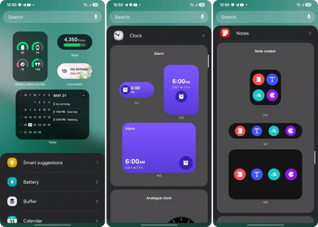 One UI 7 Stock Widgets