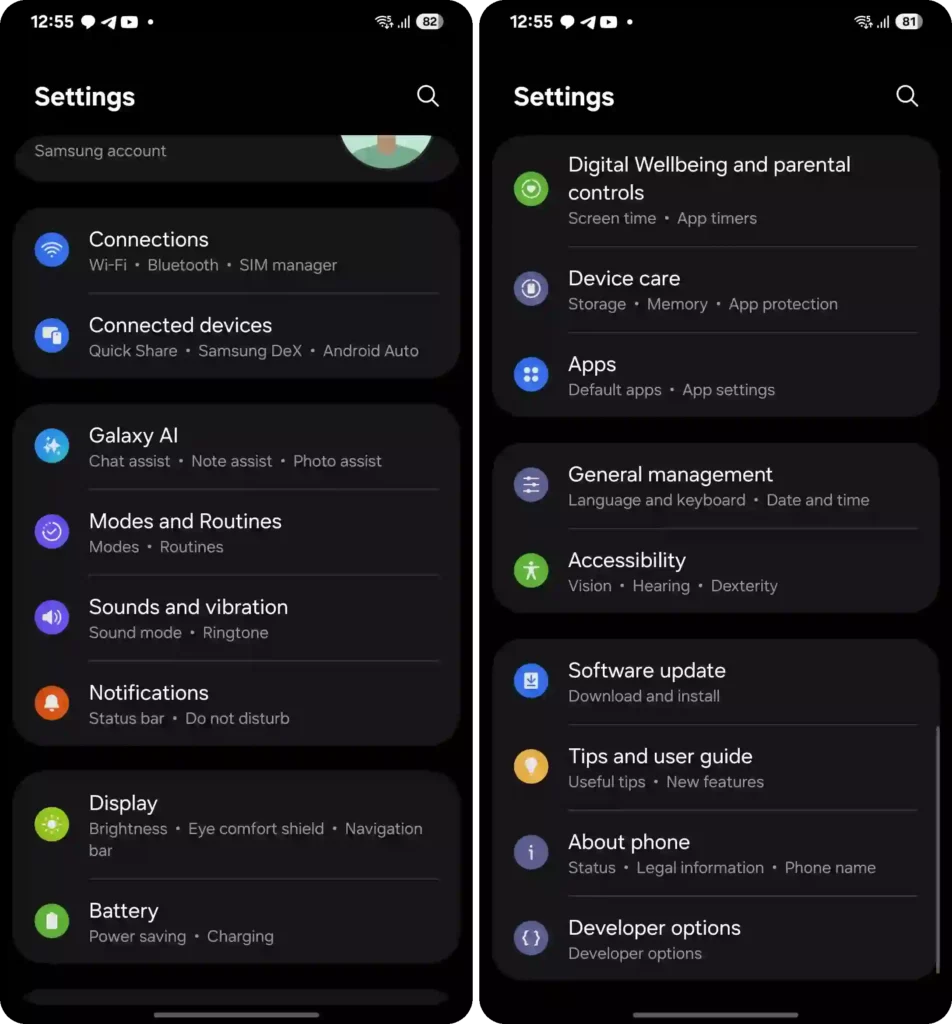 One UI 7 Settings