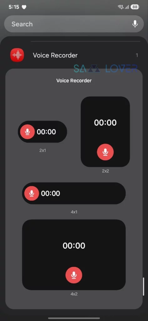 One UI 7 Voice Record Widget