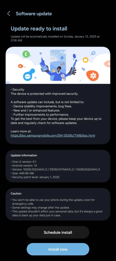 T-Mobile Galaxy S24 January 2025 Update