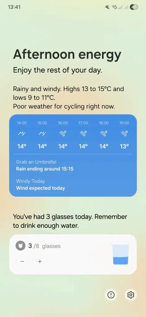Samsung Now Brief Water Samsung Health Screenshot