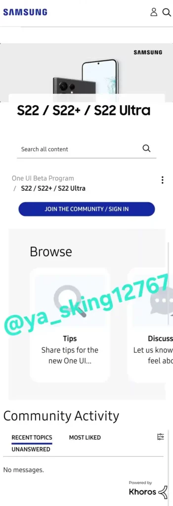 Galaxy S22 One UI 7 Beta program page spotted