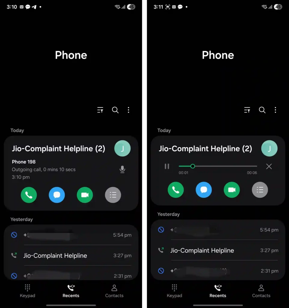 One UI 8 Phone Recording