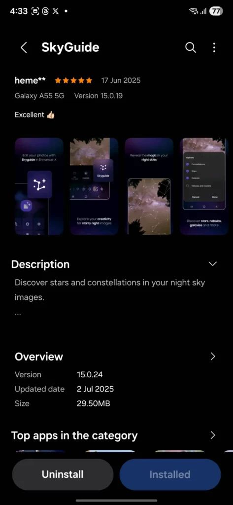 Galaxy Enhance-X SkyGuide 15.0.24 update