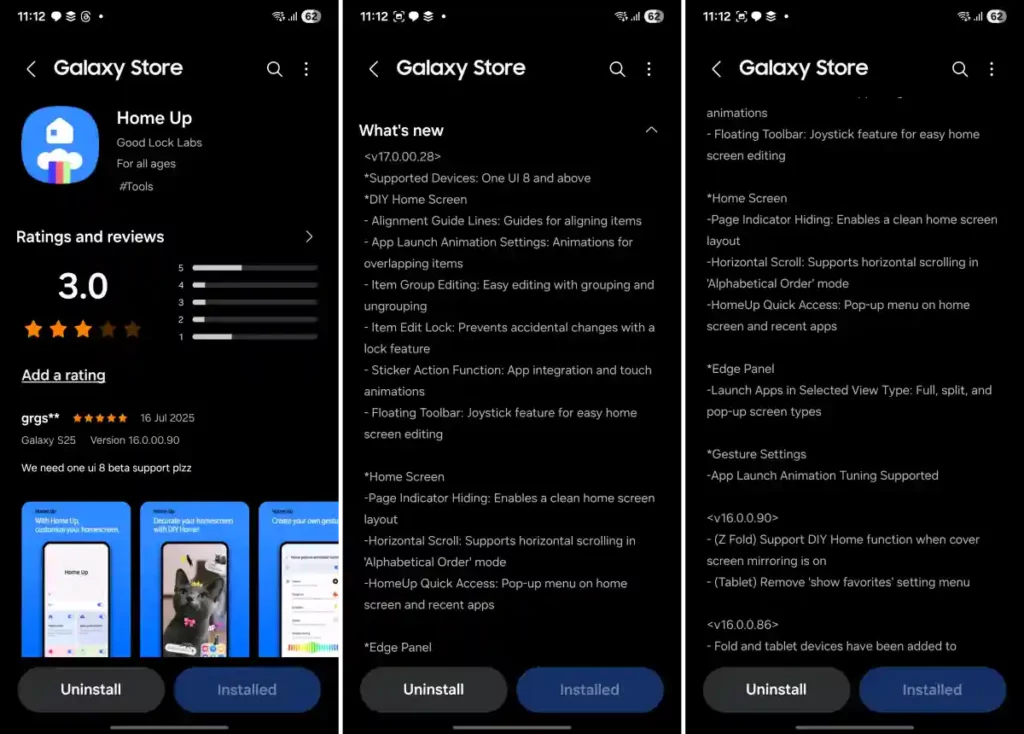 One UI 8 Home Up Update